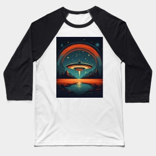 Beautiful Starry Night UFO Invasion Baseball T-Shirt